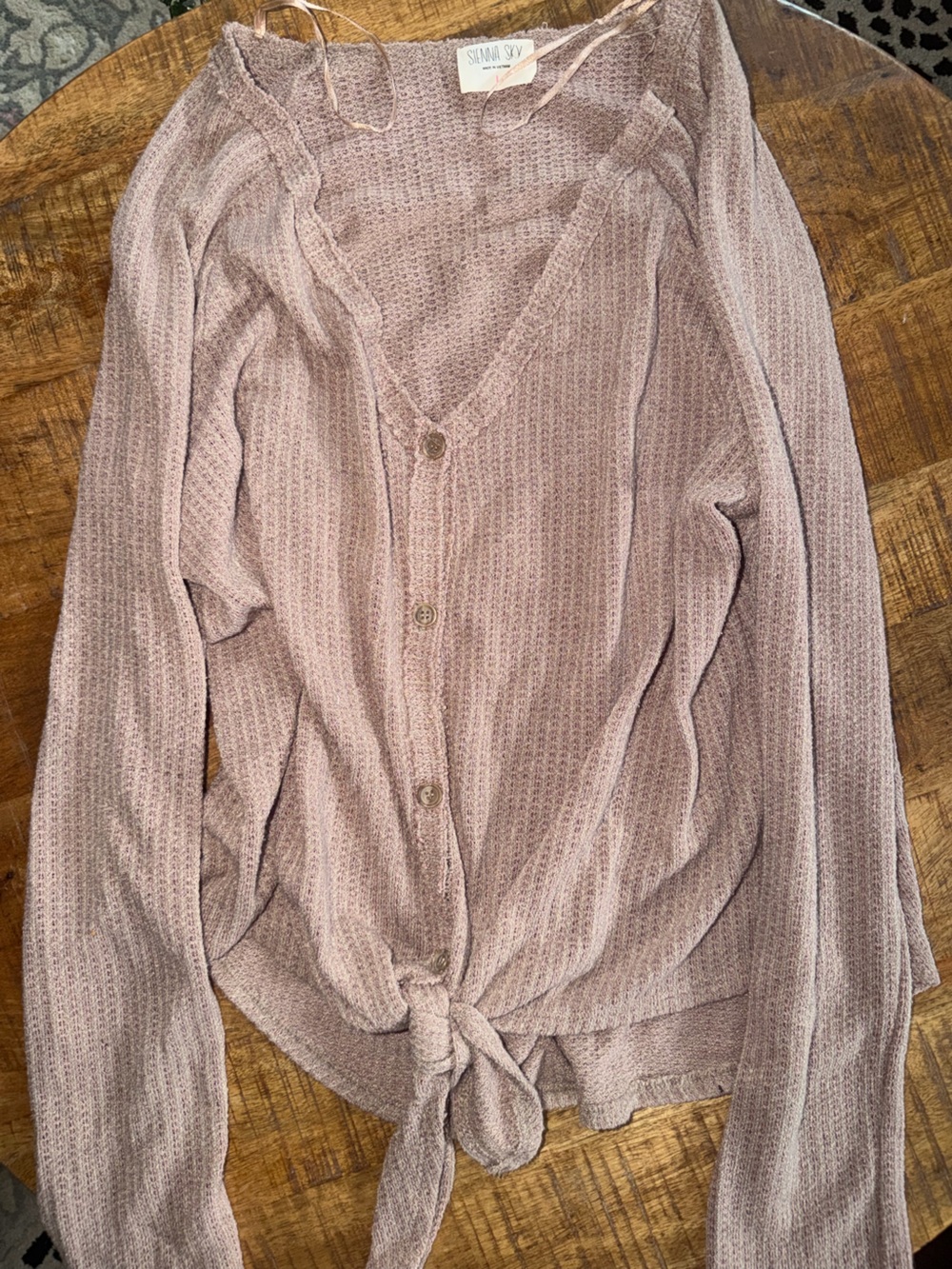 Tan Button-Front Women's Sweater